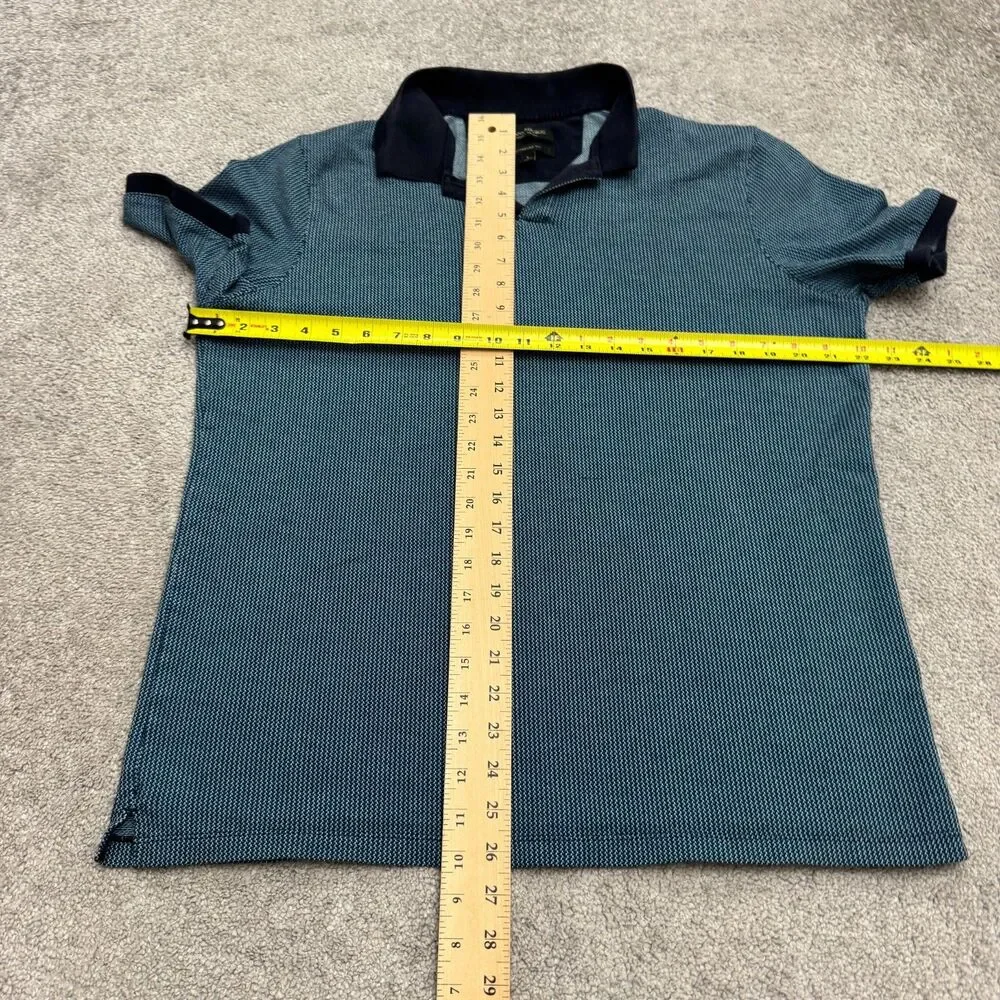 Banana Republic Jacquard Polo Shirt Men Large Blue Short Sleeve Luxury Cotton